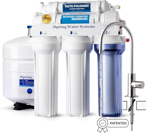 iSpring RCC2 Reverse Osmosis System, 5-Stage, 200 GPD, NSF certified | Under-Sink. Upgraded capacity. Patented easy-mount faucet for hassle-free installation.