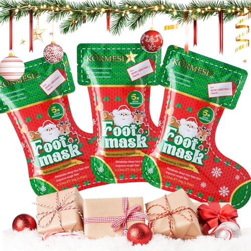 3 Paar Weihnachten Fußpflege Set, Fußmaske, Feuchtigkeitsspendende Fussmaske Socken, Pflegende Spendet, Geeignet Für Füße, Für Frauen Und Männer, Geschenke Eltern