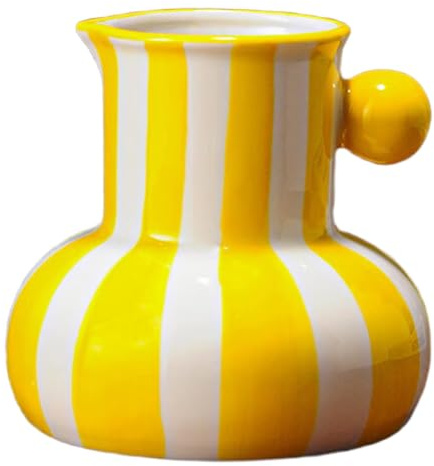 Buhdjfnke Arreglo Floral, Maceta, Jarrón, Colorido, Cerámica, Decoración de Mesa, Adorno Floral, Jarrón, Decoración Estética para Habitación, Amarillo