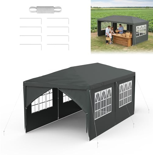 ACXIN Garten Pavillon 3x6 m mit 6 Seitenteilen, Wasserdichtes Partyzelt, Stabiler Stahlrahmen, Sonnenschutz & Wetterfest, Oxford-Gewebe, Gartenpavillon oder Grillpavillon fur Party Camping, Anthrazit