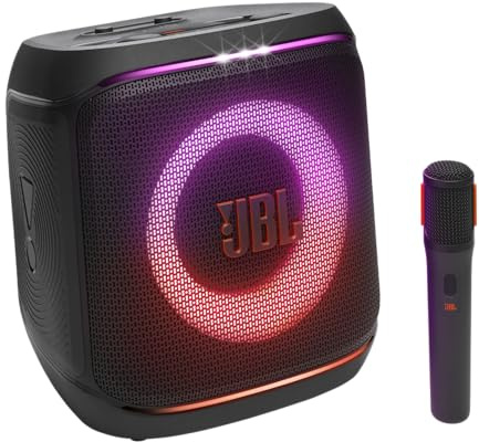 JBL Partybox Encore 2, Wireless Bluetooth Party Speaker with Wireless Mic, 15 Hours of Playtime, Pro Sound with AI Sound Boost and Auracast Multi-Speaker Connection, Black (Renewed)