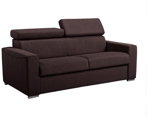 Vente-unique - Schlafsofa 3 Vizir - Polyester - Schokoladenbraun