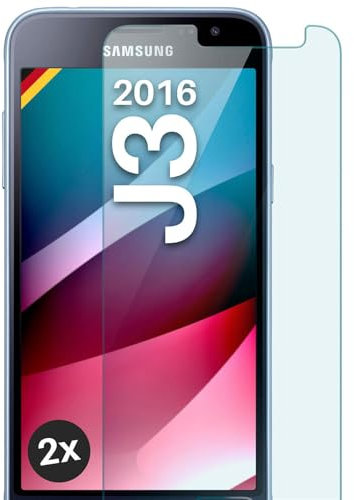 MoEx Verre trempé Compatible avec Samsung Galaxy J3 (2016) - Film de Protection en Verre, Film Protecteur d'écran incassable, Film de Verre Pare-balles Transparent, Lot de 2