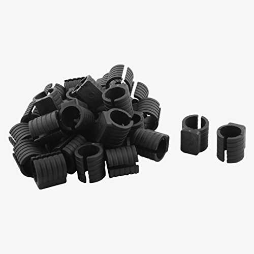 sourcing map 30pcs Patins Pied Chaise Tube Rond Embout Tube Pied Table Fauteuil Tampon Meuble en Plastique Forme U Noir 14 mm Dia