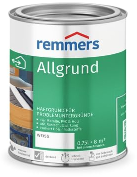 Remmers Allgrund weiß, 0,75 Liter, Haftgrund für Metall, Kunststoff, Holz, mit Rostschutz und Isoliergrund, innen und außen, Made in Germany