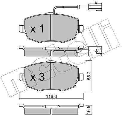 metelligroup 22-0528-1 Bremsbeläge, Made in Italy, Ersatzteile für Autos, ECE R90-zertifiziert, Kupferfrei