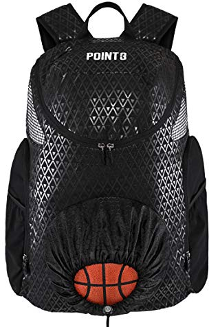 POINT3 Basketball-Rucksack Road Trip 2.0, Tasche mit Kordelzug für Fußball, Volleyball & mehr, Fächer für Schuhe, Wasser & Kleidung, Wasserabweisende Ausrüstungstasche, Unisex Sportrucksack - Schwarz
