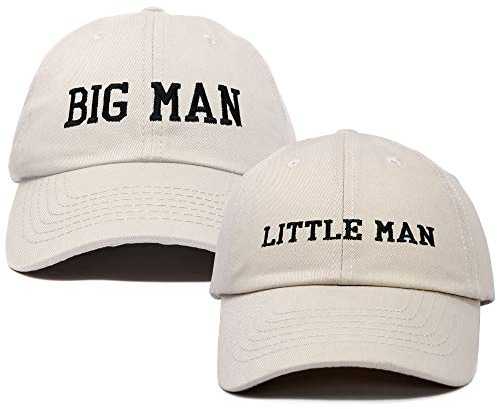 DALIX Mütze mit Aufschrift Big Man Little Man, für Vater und Sohn, passende Mütze, lustiges Geschenk, Beige, Einheitsgröße