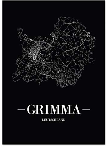 JUNIWORDS Stadtposter - Wähle Deine Stadt - Grimma - 40 x 60 cm Poster - Schrift A - Schwarz