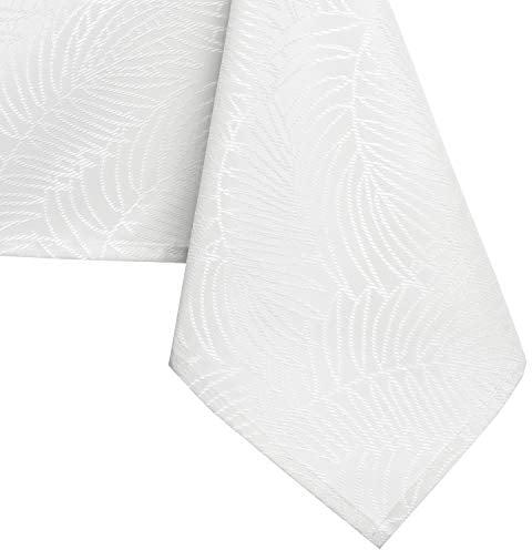AmeliaHome Tischdecke rund 140x140 cm Tischtuch Tafeldecke Fleckschutz Lotuseffekt Abwaschbar Wasserabweisend Ornament Gaia weiß