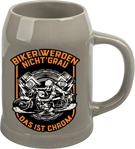 RAHMENLOS Bierkrug Steinkrug für ältere Motorradfahrer: Biker werden nicht grau