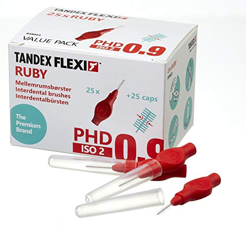 Tandex Flexi Interdentalbürsten, 0,90 mm, Rubinrot, 25 Stück