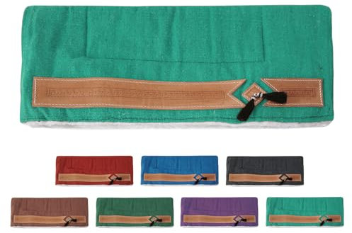 NETPROSHOP Pferd Sattelunterlage Western Pad mit weichem Webfell und Lederverzierung Full, Farbe:Türkis