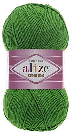 100g Strickgarn Alize Cotton Gold Uni Klassikgarn Häkelgarn Strick-Wolle Farbwahl, Farbe:126 grassgrün