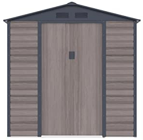 Vente-unique-Abri de Jardin métal en Acier galvanisé Effet Bois Gris 4,15 m² - ADELMO