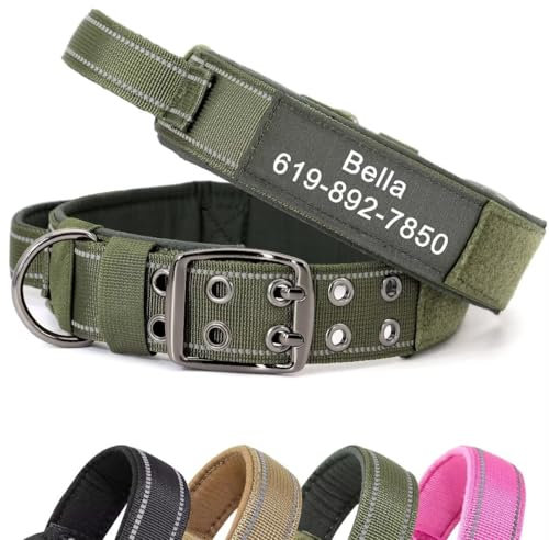 PET ARTIST Verstellbares Militär-Hundehalsband mit, reflektierendes taktisches Hundehalsband mit Kontrollgriff, robuste Metallschnalle für M & L Hunde