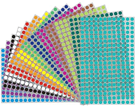 6160pcs Farbige Punkte,6 mm Runde Punkt-Aufkleber, Farbige punkte aufkleber, Farbkodierung-Aufkleber, Kleine Runde Dot Aufkleber, Farbcodierung Etiketten für Home Office Supplies 22 Farben (6mm)