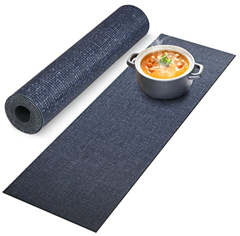 Trivet Table Runner Hot Plates Mat 12 X 40 Inch Heat Resistant Table Protector Waterproof Decorative Farmhouse Kitchen Trivets Counter Heat Proof Placemats for Hot Dishes (Black Line)