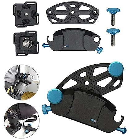 Clip da cintura per fotocamera, supporto per fotocamera in lega di alluminio a sgancio rapido con vite da 1/4, per fotocamera DSLR e zaino.