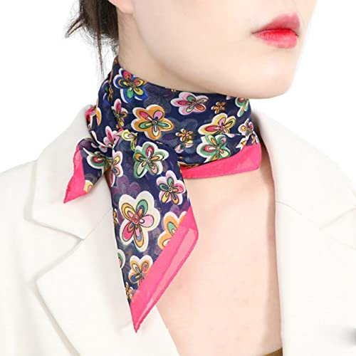 FAIRYGATE Chiffon Schal Damen Seidenschal Seidentuch Chiffon Silk Scarf Kleines Quadratisches Muster Druckhalsschal Vintage Halstuch für Frauen Mädchen DA2712