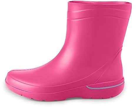 ESTRO Stivali Pioggia Donna Gomma - Stivaletti Pioggia Donna Gomma Galosce Stivali Giardino CR01 (36 EU, Fucsia)