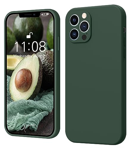 ElestBela für iPhone 12 Pro Max Hülle Silikon Case, Handyhülle für iPhone 12 Pro Max Ultra Dünn Slim mit Microfiber, Kratzfeste Rundumschutz Case Schutzhülle Hülle Dunkelgrün