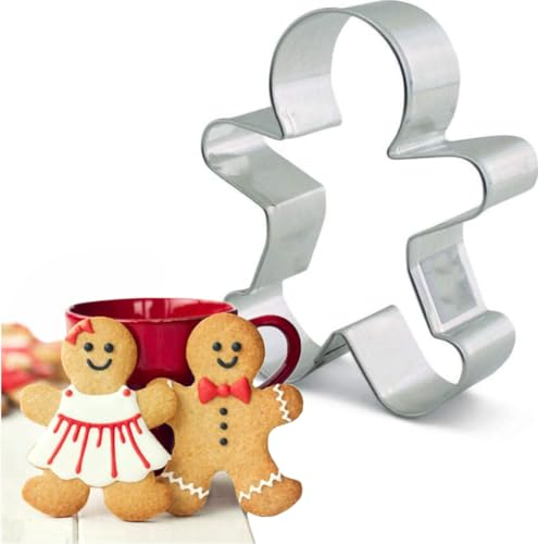 Set di formine per biscotti a forma di omino di pan di zenzero, in acciaio inox, a forma di omino di pan di zenzero
