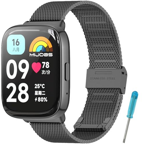 CHULN Redmi Watch 3 Active Correa de Metal, Correa de Repuesto Compatible con Xiaomi Redmi Watch 3 Active Correa de Acero Inoxidable