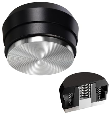 MATOW 53,3 mm Palm Tamper, Espresso 13,6 kg geclibrated federbelasteter Puck Tamper mit Edelstahl-Riffelboden, Barista-Kaffee-Handnivellierer, kompatibel mit Breville 54 mm Serie Siebträger