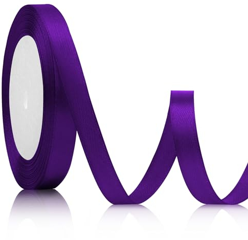 Satinband Lila 10mm, 23 Meter Schleifenband Weihnachten Geschenkband Vintage Dunkelviolett für Hochzeit Brautstrauß Dekoration