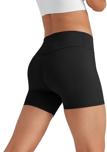 Glacspyg Radlerhose Damen Kurze Sporthose V-Taille High Waist Gym Shorts Kurze Leggings für Yoga Gym Fitness Laufen Schwarz XS