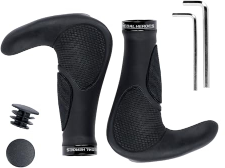 PEDAL HEROES Fahrradgriffe ergonomisch - Lenkergriffe Fahrrad (22 mm) - wasserabweisend & rutschfeste Fahrradlenker Griffe - Sechskantschlüssel & -Schrauben