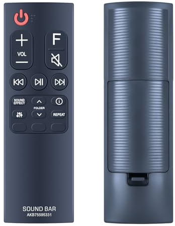 GOUYESHO Télécommande de Rechange AKB75595331 AKB75595361 pour LG Soundbar SPJ4S SPJ4-S SLM4R SL4Y SL5Y SN5Y SN6Y SN7R SPN5BW SPN5B-W S65S3S S65S3-S SL6Y SL7Y pour télécommande LG