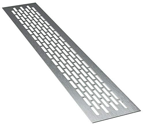 sossai® Rejillas de ventilación de aluminio - Alucratis (1 pieza) | Rectangular - dimensiones: 80 x 8 cm | Color: inox | rejilla de aire