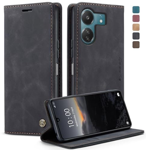 owlhold Funda para Xiaomi Redmi 13C / Poco C65,Funda Avanzado PU Piel [Tarjetero y Monedero][Soporte Plegable][Cierre Magnético] Antigolpes Libro Carcasa para Poco c65-Negro
