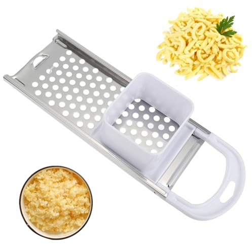 Edelstahl Spätzlehobel, Spätzlepresse mit Gummigriff für alle Töpfe bis Ø 30 cm,Spülmaschinenfest Spätzlereibe, spätzlesieb, Ideal für Spätzle und Knöpfle（Weiß）