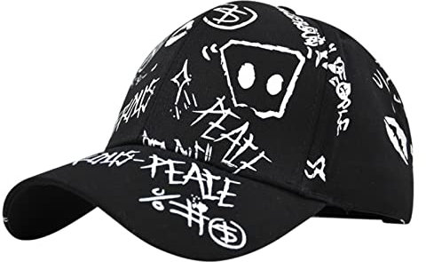 Y2K Hip Hop Kappe Streetwear Punk Baseballkappe Mit Graffiti Gothic Basecap Damen Herren Baseball Cap Unisex Sports Golfkappe Verstellbar Sonnenkappe