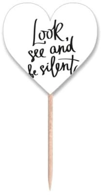 Palillos de dientes con texto en inglés «Look See and Be Silencios»