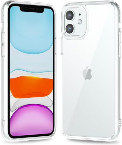 oakxco Thin Slim Clear case for iPhone 11, Transparent Hybrid Hard Shell Plastic & Soft Silicone Rubber Bumper, Non-Yellow Acrylic Protective Lightweight Cover for Women, Clear
