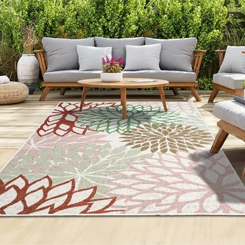 homeart Outdoor Rug - Easy-Clean, Durable, Stain-Resistant, Weather & UV Resistant Indoor & Outdoor Rugs for Porch, Deck, Balcony, Garden, Picnic and Patio | Bellis Mix - 200x290cm