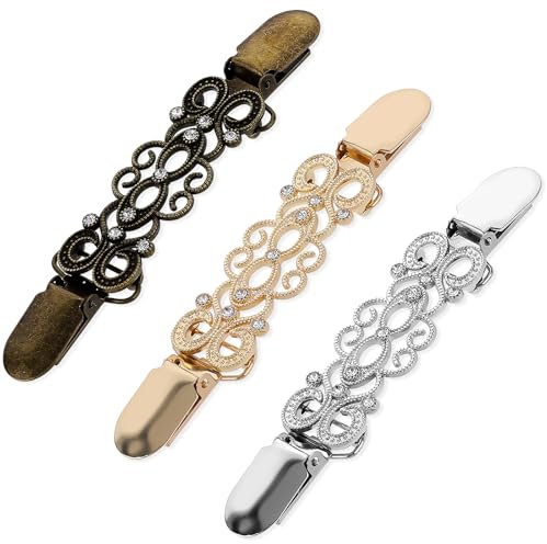 3 Stück Schal-Schnalle Vintage Cardigan Clips Pullover Clips Pullover Clips Kleiderclips zum Zurückschnallen Kleiderclips Taillenmieder Clip Kleidungs Cinch Clip Kleiderspanner Clip