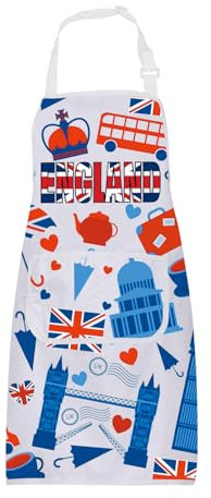 ENSIANTH England-Schürze mit Taschen, London-Schürze, England-Kochschürze für Damen und Herren, britische Küche, Zuhause, England-Souvenir, Geschenk, England-Schürze, M