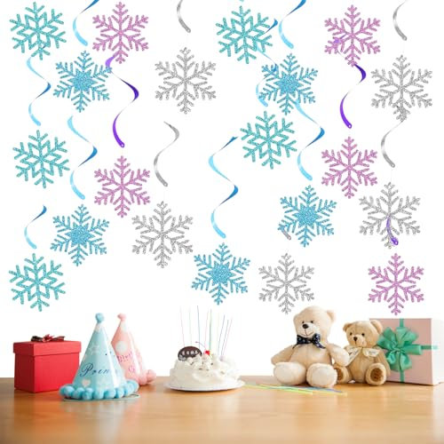 20 Stück Snowflakes Garland, Winter Wonderland Party Decorations, Spiralen Anhänger Girlanden, Schneeflocken Hängende Wirbel Dekorationen, Snowflakes Streamer, for Christmas, Wedding Supplies