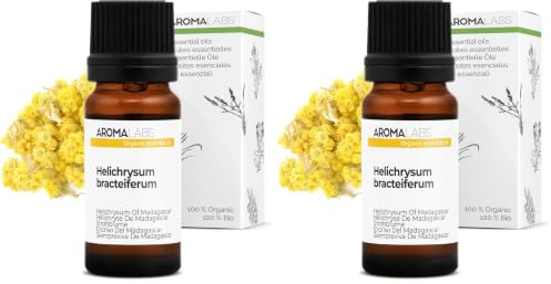 BIO - Helichrysum of Madagascar Essential Oil - 10mL - 100% Pure, Natural, Chemotyped and AB/Cosmos Certified - AROMA LABS (French Brand) (Pack of 2)