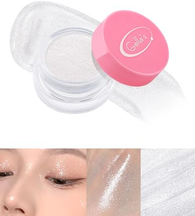 Jutqut Lidschatten Weiß, Hochpigmentiert Shimmer Creme Lidschatten, Wasserfest & Langleg Single eyeshadow 02, Vegan Augen Make Up Verblendbar & Faltenfreies, Anti-Flecken Eye Glitzer Lidschatten