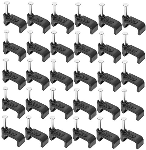 CRILSTYLEO 100Pcs Black J Hooks with Nails Half Pipe Support Clamps Fixing Tools for Securing Pipes and Cables