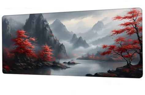 Gaming Mauspad XXL 1600x800mm,Mauspad Grau Schreibtischunterlage,Wasserdicht Mousepad Berg Mouse pad mit Rutschfeste Gummibasis,Verbessert Präzision und Geschwindigkeit,Gaming Zubehör,Geschenke BJ-104