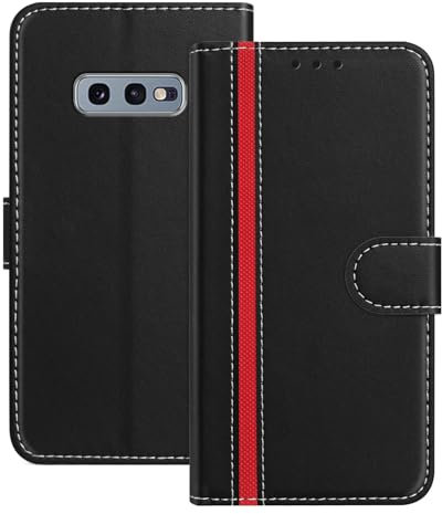 Mo-Beauty Handyhülle Kompatibel mit Samsung Galaxy S10E, PU Leder Magnetic Flip Wallet Klappbare Stoßfest Kartenfach Schutzhülle Standfunktion Case Cover Etui für Samsung S10E (Schwarz)