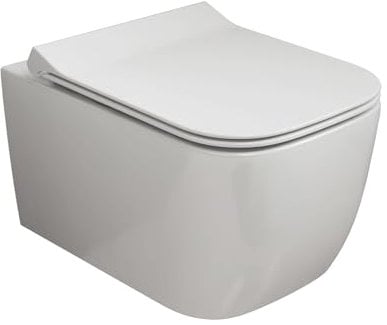 SSWW Eckiges Hänge WC | spülrandlose Toilette - einfache Reinigung durch Nanobeschichtung - Wand-WC mit Softclose WC-Sitz 49,5cm