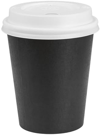 Nisbets Essentials Hot Cups and Lids Pack 8oz, Pack of 350 | Tight lid fit prevents messy spills during transport, keeping coffee hot for busy cafes or takeaway beverage services.